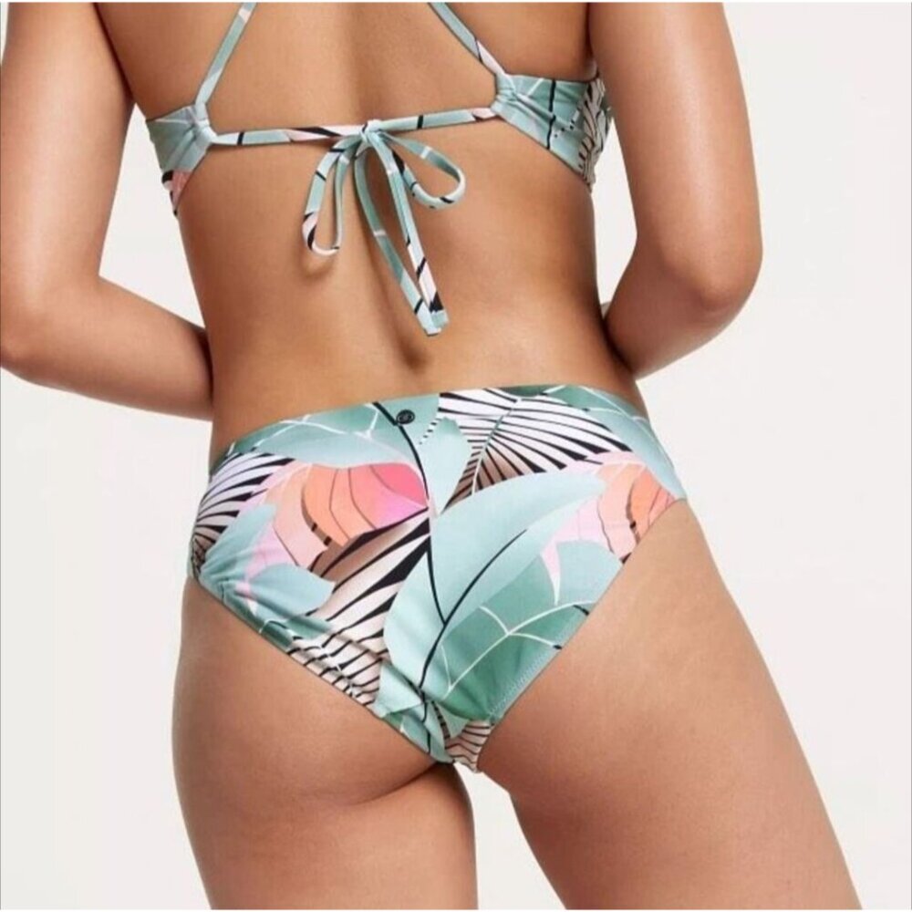 Calia High Leg Swim Bottom Womens Size XL Green Floral Agave Leaf Wide Banded - Picture 7 of 10